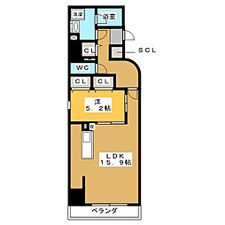ロイジェント新栄2 1LDKの間取図画像