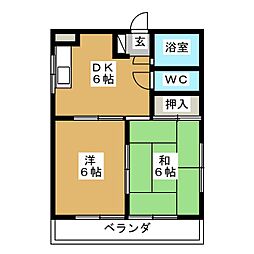 コンフォール池下 2DKの間取図画像