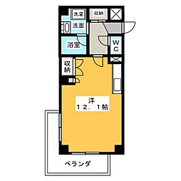 アロンノーブル2 1Kの間取図画像