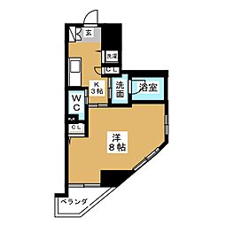 シャトーセルリアン代官町 1Kの間取図画像