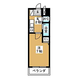グリーンヒルズ千種 1Kの間取図画像