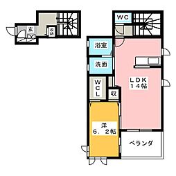 カサブランカ 1LDKの間取図画像