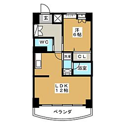 ブルームライフ今池 1LDKの間取図画像