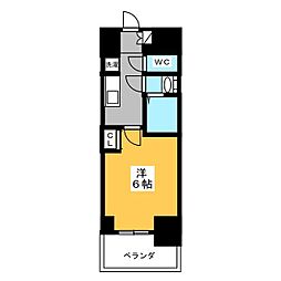プレサンス葵デュリス 1Kの間取図画像