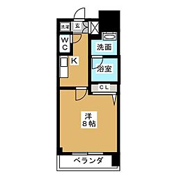 ルクレ新栄レジデンス 1Kの間取図画像