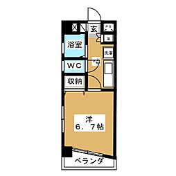 ウエストコート千種 1Kの間取図画像