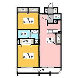 カスタリア新栄2 2LDKの間取図画像
