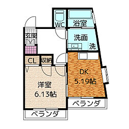 タウンコートN.T.K. 1DKの間取図画像