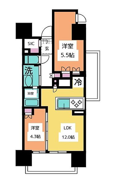 オーパスレジデンス名古屋ステーション 604｜愛知県名古屋市中村区亀島１丁目(賃貸マンション2LDK・6階・55.05㎡)の写真 その2