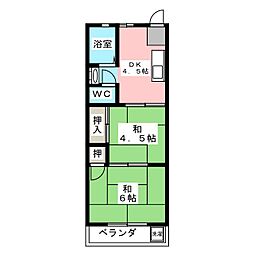 高道マンション 2DKの間取図画像