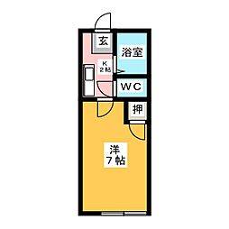ハイツアカネ 1階1Kの間取り