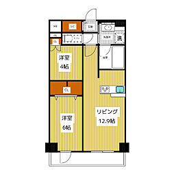 Ceder Noritake 7階2LDKの間取り