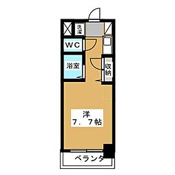 シエロビル 2階ワンルームの間取り