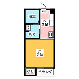 ラ・メゾン・デ・フレアー 2階1Kの間取り