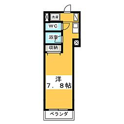 シエロビル 3階ワンルームの間取り