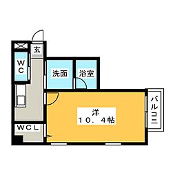 コンフォルト若宮 4階1Kの間取り