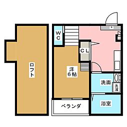 ルノンキュール 1階1Kの間取り