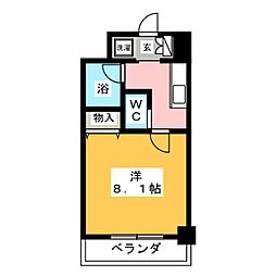 プロシード太閤通 3階1Kの間取り