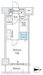 プレイズシード名古屋亀島 8階1Kの間取り