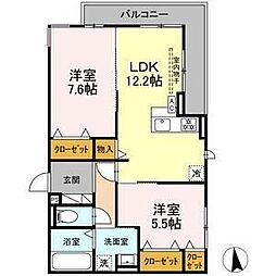 メゾンセリーブ 2階2LDKの間取り