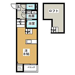 Ｓｔｙｌｅ本陣 2階1Kの間取り