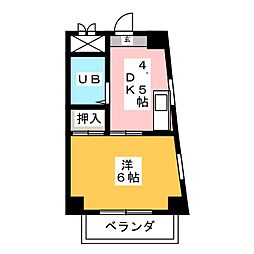 桂山松西ハイツI 2階1DKの間取り