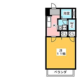 フレグランスしおいけ 1Kの間取図画像