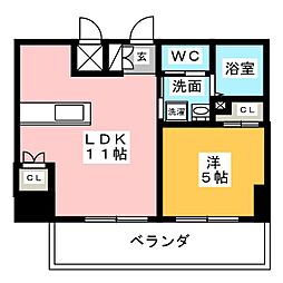 ロータス本陣通 1LDKの間取図画像