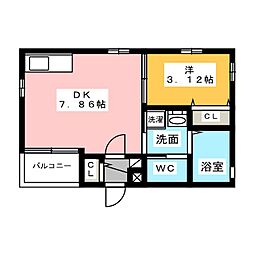 DLIFE権現通 1DKの間取図画像