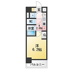 プレサンス名古屋STATIONビジュ ワンルームの間取図画像