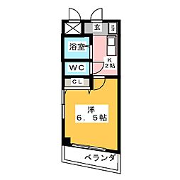 ドルフ亀島2 1Kの間取図画像