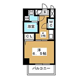 プランドール名駅 1Kの間取図画像