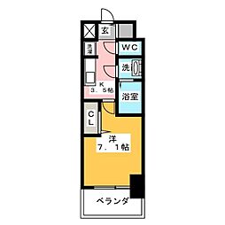 プレサンスNAGOYAファスト 1Kの間取図画像