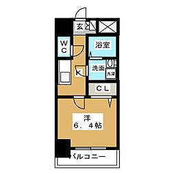 エスリード名古屋STATIONWEST 1Kの間取図画像