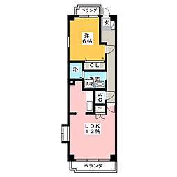 マーベラス栄生 1LDKの間取図画像