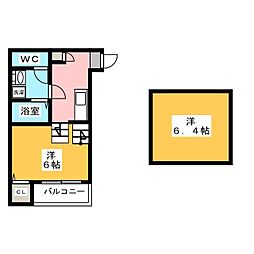 インペリアル中村 1SKの間取図画像