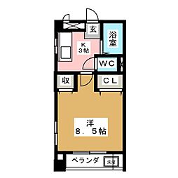 サンヴェール栄生 1Kの間取図画像