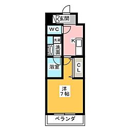 ジュール亀島 1Kの間取図画像