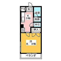 カガ屋ビル 1Kの間取図画像