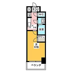 プレサンスNAGOYAファスト 1Kの間取図画像