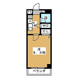 サンモール名駅 1Kの間取図画像