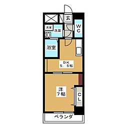 Deuxmilleun 1DKの間取図画像