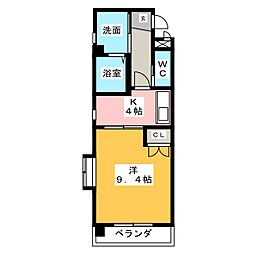 エスパシオ本陣 1Kの間取図画像