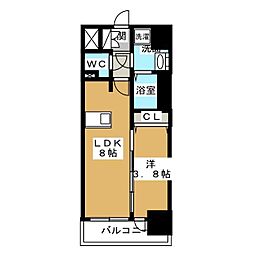 プレサンス名古屋駅ゲート 1LDKの間取図画像