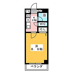 サンモール名駅 1Kの間取図画像