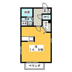 Happiness（ハピネス） 2階ワンルームの間取り