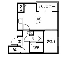 ＭＯＶＥ八田ＳＯＵＴＨ 2階1LDKの間取り