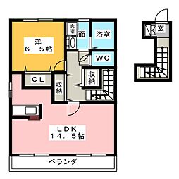 クローバースクエア 2階1LDKの間取り