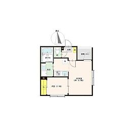 ハーモニーテラス烏森町III 3階1LDKの間取り