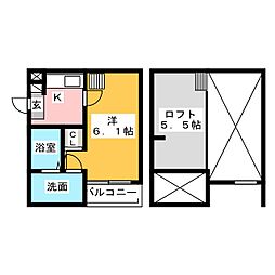 リバティ八田 1Kの間取図画像